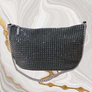 NINA RICCI Women's Large Crystal Baguette Shoulder Bag, Color is Smokey, NWOT